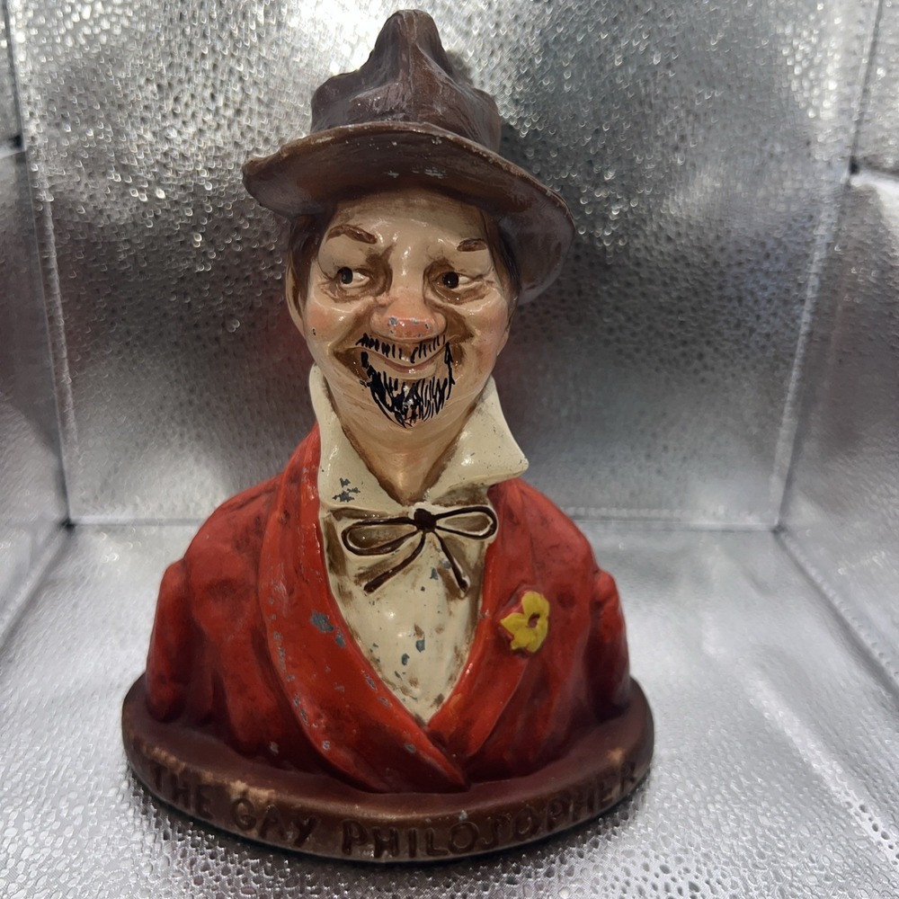 vintage porcelain bust lamp of " The Gay Philosopher" by Henry Maloy 1945 Z88